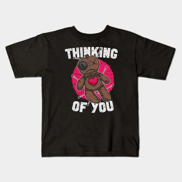 Thinking of You // Funny Voodoo Doll Creepy Cute Kids T-Shirt by SLAG_Creative